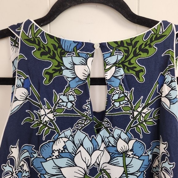 Massimo Dutti Blue Floral Sleeveless Midi Dress Summer Dressy Luxury Size 6 - Picture 5 of 12